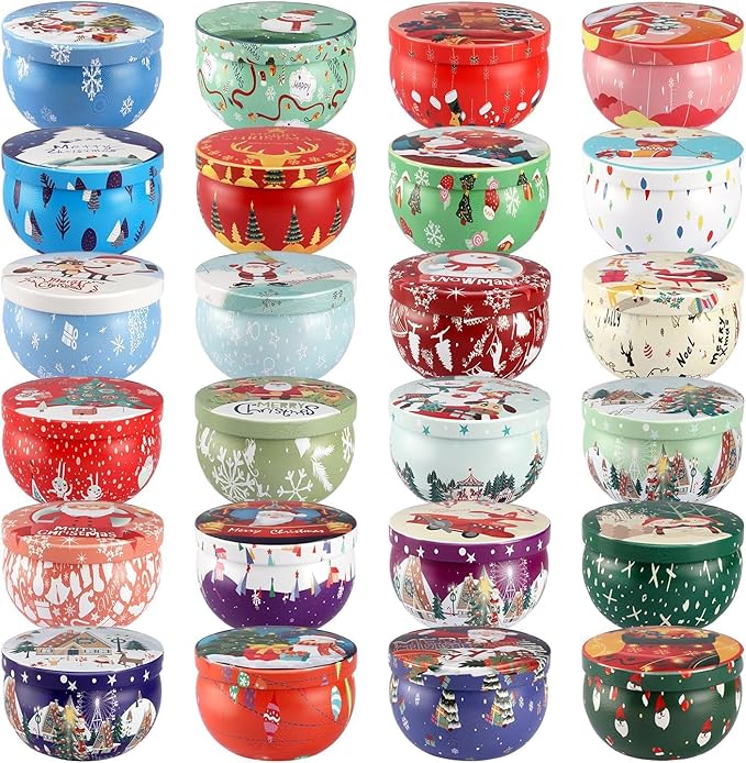 WPONSZU 24 Pack Christmas Scented Candles Gift Set for Woman, Jar Candle, 2.5 oz Soy Wax Tin Candle-Ideal Gift for Travel Home Décor