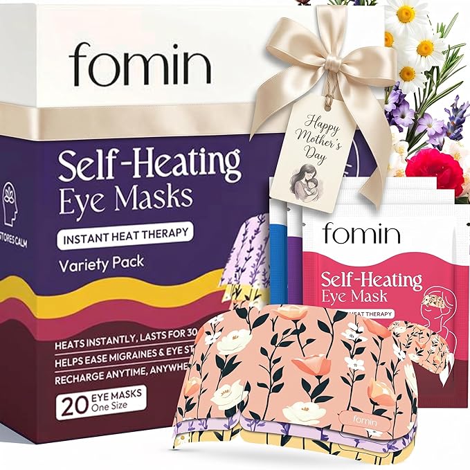FOMIN Steam Eye Mask for Mothers Day - 20 Pack - Variety Pack - Self Heating Warm Compress for Dry Eyes, Heated Eye Mask for Sleep, Puffiness & Dark Circles Relief, Spa Relaxation Gifts for Mom