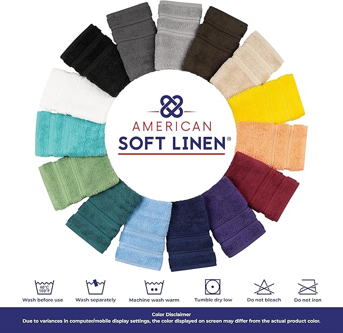 American Soft Linen Luxury 6 Piece Towel Set, 2 Bath Towels 2 Hand Towel 2 Washcloths, 600 GSM 100% Cotton Turkish Towels for Bathroom, Brown Towel Sets