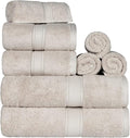 SUPERIOR Egyptian Cotton Pile 8 Piece Towel Set, Includes 2 Bath, 2 Hand, 4 Face Towels/Washcloths, Ultra Soft Luxury Towels, Thick Plush Essentials, Guest Bath, Spa, Hotel Bathroom, Stone