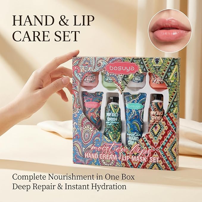 Hand Cream and Lip Balm Set, Hand Lotion and Chapstick Gift Set, 8 Pack Moisturizing Skin Care, Bulk Thank You Gifts, Party Favors for Women, Bridal Shower, Baby Shower, Christmas