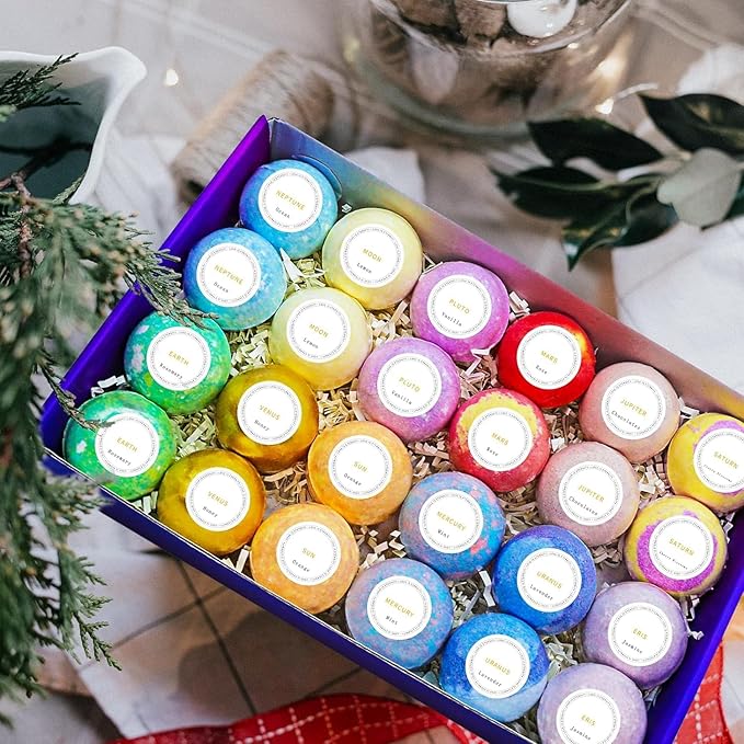 Fafamara Bath Bombs Gift Set - 24 Pcs Handmade, Natural & Organic Essential Oil Bubble Bath for Women and Girls