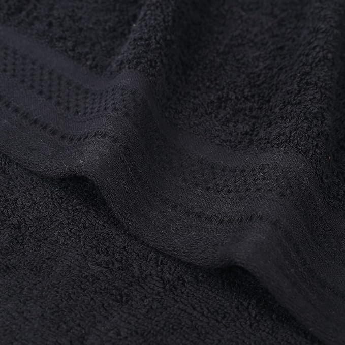 Superior Honeycomb Cotton Medium Weight Towels, for Guest Bath, Master Bathroom, Shower, Kitchen, Quick Dry, Adults, Home Essentials, Textured Waffle Border, Towel Set, Hand Towels, Set of 6, Black