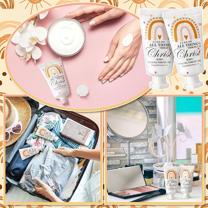 50 Pack Christian Hand Lotion Bulk Gifts for Women Mother's Day Gifts Bible Mini Travel Hand Lotion for Women Church Appreciation(Boho)