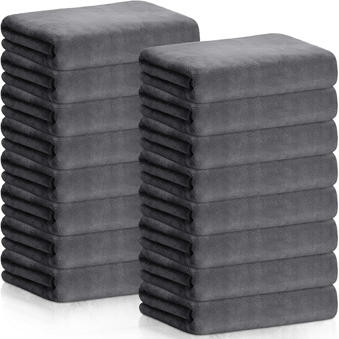 SmoothNovelty 16 Pack Microfiber Bath Towels Bulk 27'' x 60'' Oversized Beach Towel Highly Absorbent Extra Large Soft Drying for Shower Pool Salon Sauna Bathroom Gym Party (Simple,Dark Gray)