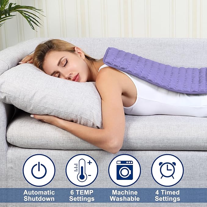 24"X20" Electric Heating pad with 6 Heat Settings, Auto Shut Off, Dry Electric Heating for Back Neck Knee Arms Legs Shoulder Heat Pads for Christmas Birthday Father's Day Mother's Day (Light Purple)