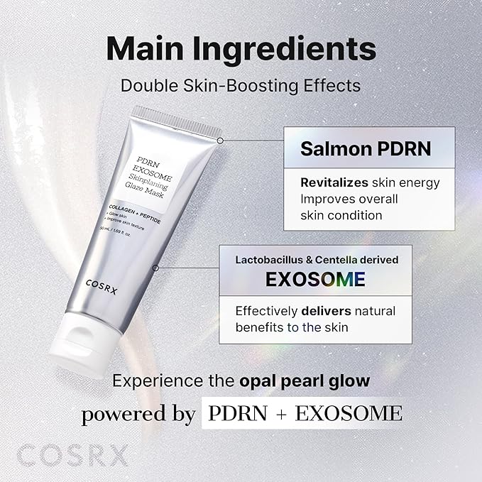 COSRX PDRN EXOSOME Glaze Wrapping Mask with SALMON DNA PDRN, Instant Glow, Easy Peel-Off Overnight Mask for Glass Skin, Firmness, Elasticity & Skin Texture Care, Mothers day gifts Korean Skin Care