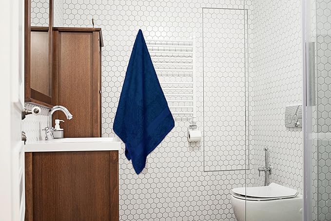 Large Bath Towels Bulk Set of 12 – 100% Cotton Terry – 24" x 50" – Quick Dry, Soft & Highly Absorbent – Navy Towels for Bathroom, Gym, Spa, Pool & Daily Use