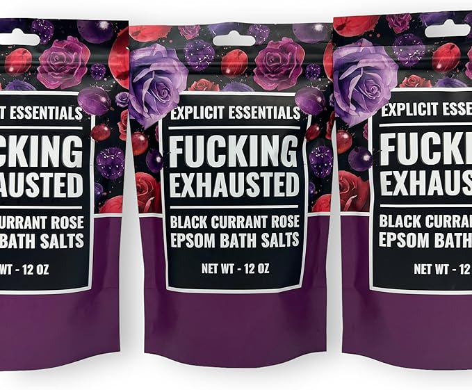 Explicit Essentials Black Currant Rose Epsom Bath Salts, Relaxation Blend, 12 oz