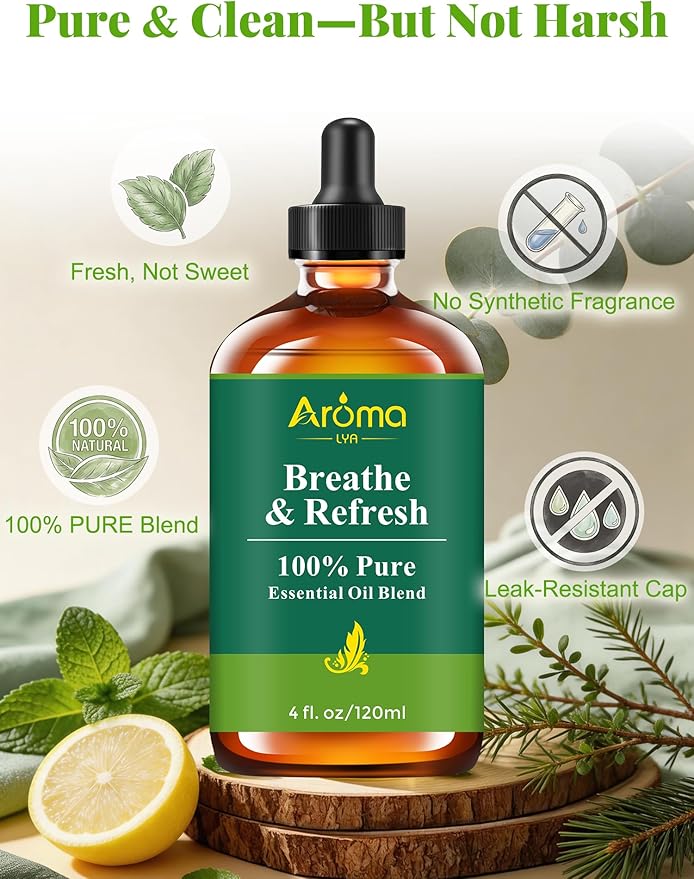 Breathe & Refresh — A 100% Pure Essential Oil Blend Cool-Crisp Blend that Makes Any Space Feel Like Fresh Air Again, Essential Oils for Diffusers for Home