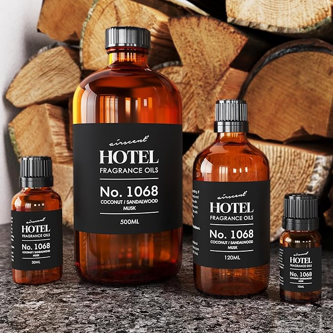 AirScent Hotel Diffuser Oil No. 1068 - Coconut Pina Colada Sandalwood - Premium Fragrance Oil for Ultrasonic and Waterless Diffusers and Crafting - 30 mL, 1 fl oz Glass Dropper Bottle