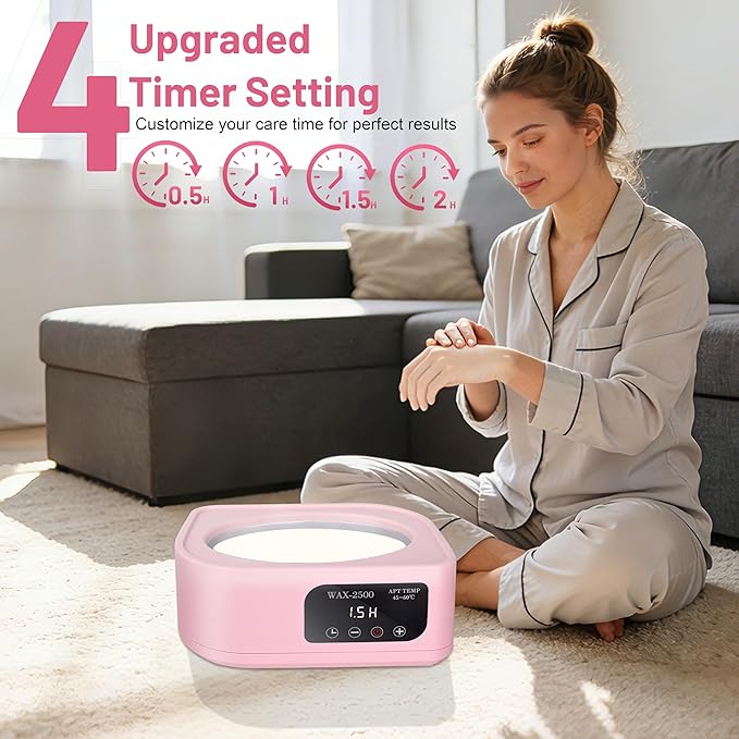 Yofuly Hand Wax Paraffin Machine for Arthritis, 3500ml Electric Digital Screen Paraffin Wax Warmer for Hands and Feet Treatment, Home Spa Paraffin Hot Wax Bath Moisturizing Kit with Timer, Pink