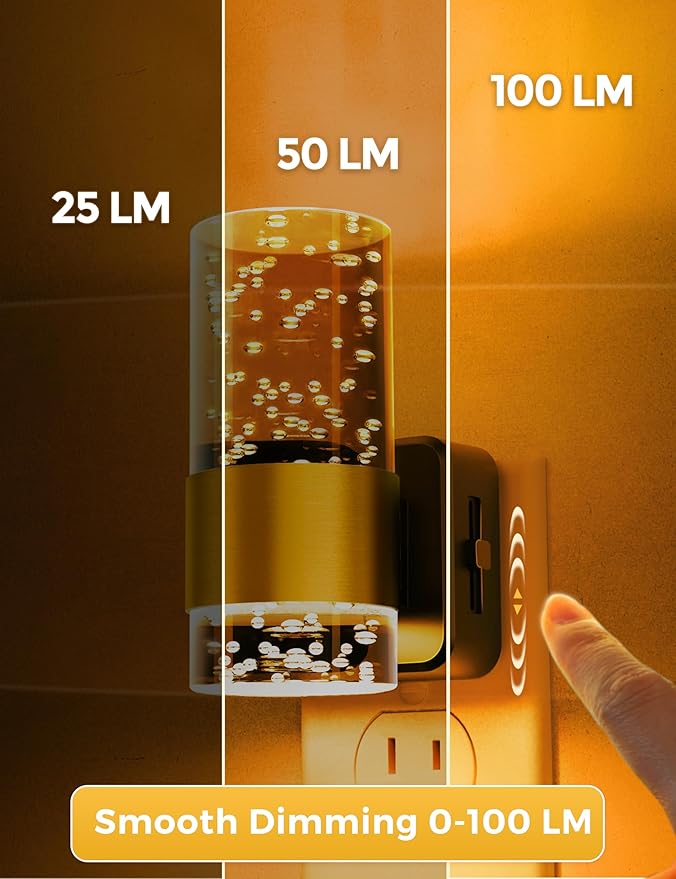 Night Light, 1-Pack Modern Night Lights Plug into Wall, Dimmable Amber Night Light with Auto Light Sensor, Wall Sconce-style Design Nightlight for Bathroom,Bedroom,Hallway
