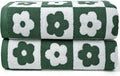 Jacquotha 2-Pieces Luxury Bath Towels Checkered Floral, Green Towels for Women Girls Shower Body 27.5x55 Inches, Cute Bathroom Decor, Cotton
