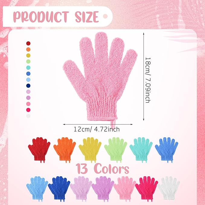 Didaey 104 Pcs Exfoliating Glove Bulk Shower Gloves with Hanging Loop Exfoliating Body Scrubber Dead Skin Remover for Body Bath Beauty Spa Massage Scrubs Men Women Bathing(Multicolor)