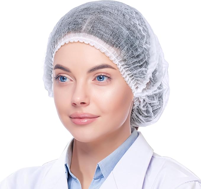 TaShow 120 Pcs Disposable Bouffant Caps, 21 Inches Hair Nets for Women and Men, Polypropylene Non-Woven Hair Nets