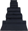 Classic Turkish Towels CTT - 9 Piece Premium Towel Set, 100% Turkish Cotton, Highly Absorbent & Comfy, Includes 2 Bath Towels, 2 Hand Towels, 2 Washcloths, 2 Bath Sheets & 1 Bath Mat | (Black)