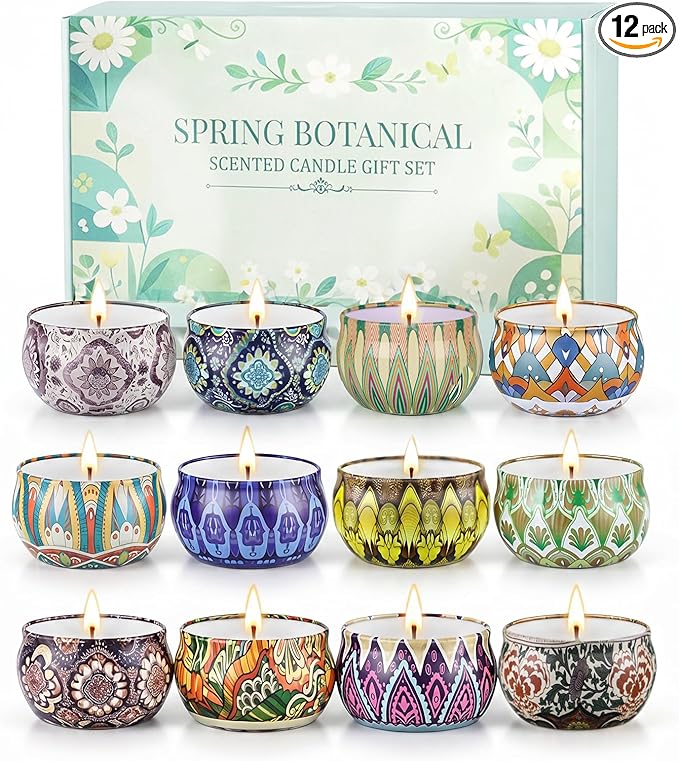 YINUO Scented Candle Gift Set for Women, 12 Pack Soy Wax Aromatherapy Candles, Floral, Citrus & Fresh Scents, Birthday Gifts for Women