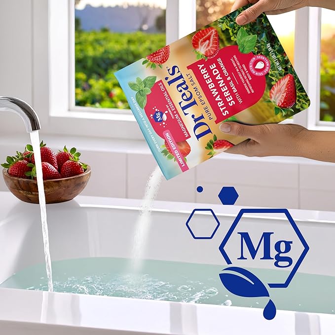 Dr Teal's Epsom Salt Magnesium Soak, Strawberry Serenade with Basil & Orange, 3 lbs (Pack of 2)