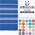 HAVLULAND Turkish Beach Towels, Oversized 40"x72" Turkish Bath Towel, Highly Absorbent Quick Dry Sand Free Beach Towels for Beach Pool Spa Gym Yoga Travel Camping Picnic Blanket - Blue