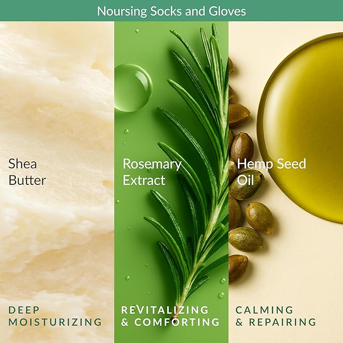 Epielle Nourishing Foot Mask 6 Pairs, Repair and Soften with Hemp & Rosemary Extract, Deep Moisturizing Socks for Dry, Cracked Feet, Self Care Gifts for Women, Spa Kit, Mothers Day Gifts