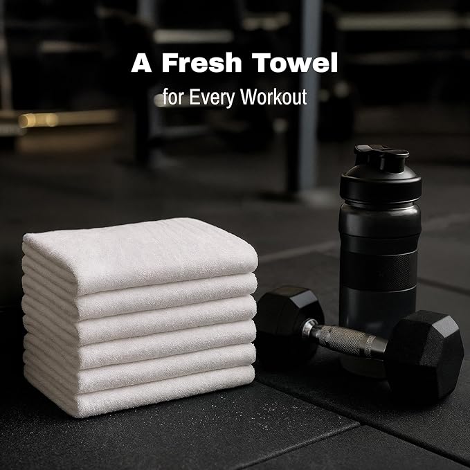 JMR White Bath Towels Bulk Pack of 36 (20x40) - 100% Cotton Lightweight & Quick-Dry Cotton Towels for Hotel, Rental Properties, Gym & Commercial Use