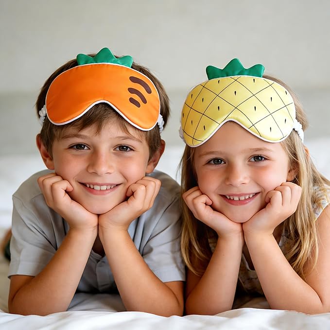Orose Kids Silk Sleep Mask Cute Adjustable Original Design for Boys & Girls, Double-Sided Mulberry Silk, Cartoon Pattern, Toddler Eye Mask (Bird)