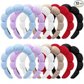 12 Pcs Spa Headbands for Women, Makeup Headbands for Women Girls, Puffy Sponge Bubble Headband for Washing Face, Soft Hair Band for Beauty Routines (Terry Cloth, 6 colors)