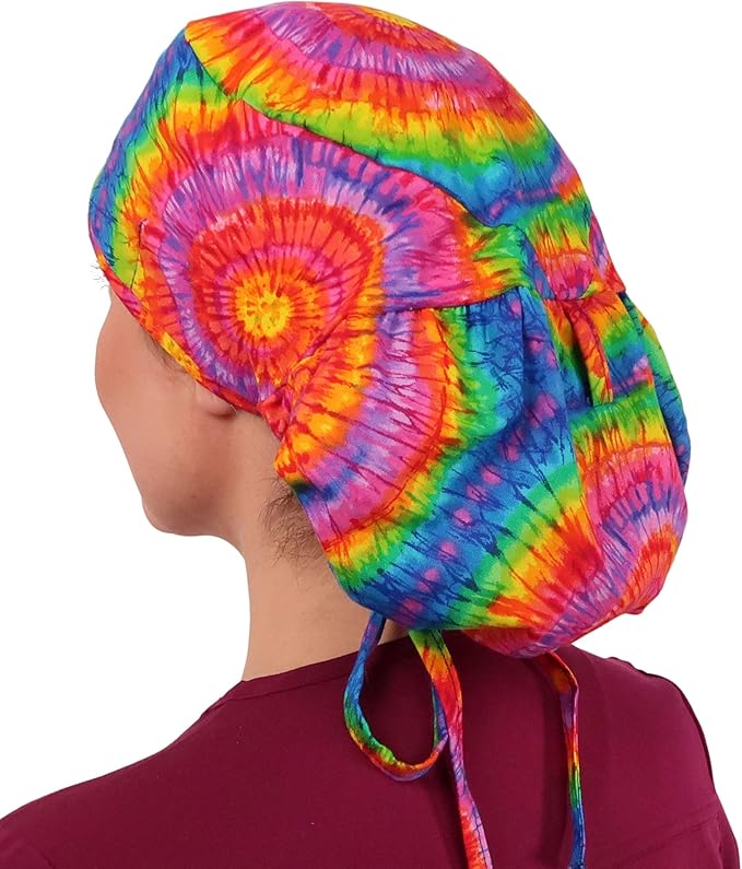Sparkling EARTH Big Hair Ponytail Classic Surgical Style Scrub Working Cap - Made in The USA!!!