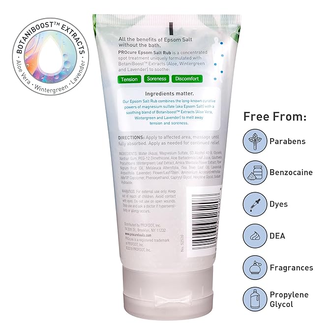 PROcure Epsom Salt Rub Gel – Concentrated Muscle Relief with Organic Aloe Vera & Essential Oils for Aches, Soreness & Tension – 2 Pack