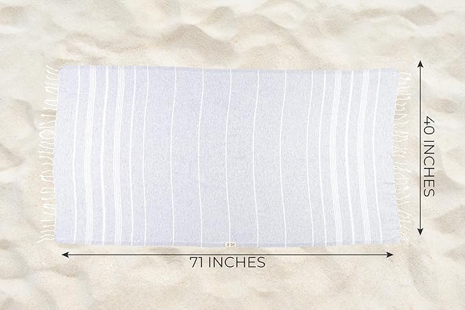 Ray Silver Turkish Beach Towel – 100% Cotton 40x71 Quick Dry Oversized Sand Free Lightweight Blanket for Travel Camping Bath Sauna Pool Gym Yoga (1pc - S-Gray)