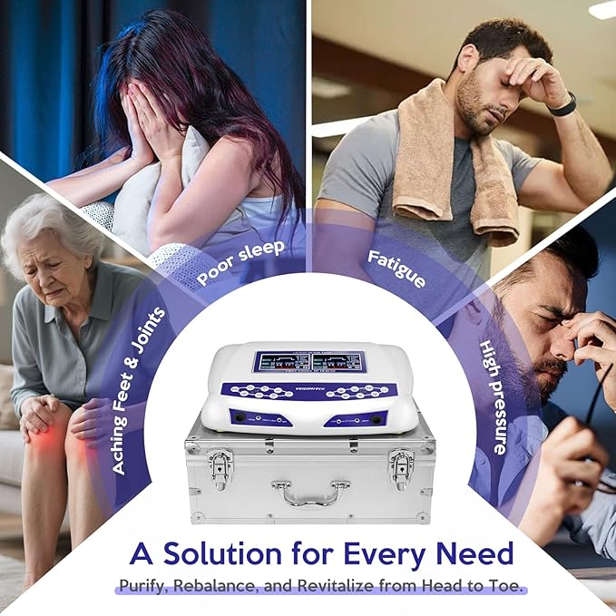 Veicomtech Dual Ionic Foot Bath Detox Machine, 2 in 1 Foot Detox Machine, Detox Foot Bath with LCD Display, Ionic Foot Spa for Two with Heating Belt and Wristband