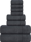 Belizzi Home 8 Piece Towel Set 100% Ring Spun Cotton, 2 Bath Towels 27x54, 2 Hand Towels 16x28 and 4 Washcloths 13x13 - Ultra Soft Highly Absorbent Machine Washable Hotel Spa Quality - Grey