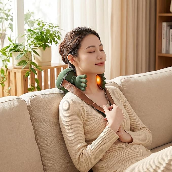 Neck and Shoulder Massager with Heat, Deep Tissue 4D Kneading Massage Pillow, Real Hand Simulation 5-Finger Massage, Hands-Free Strap, Pain Relief for Neck, Back & Shoulders