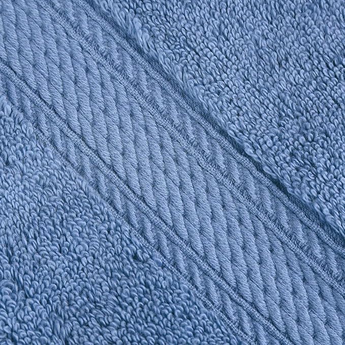Superior Egyptian Cotton Pile Bath Towel Set of 4, Ultra Soft Luxury Towels, Thick Plush Essentials, Absorbent Heavyweight, Guest Bath, Hotel, Spa, Home Bathroom, Shower Basics, Denim Blue