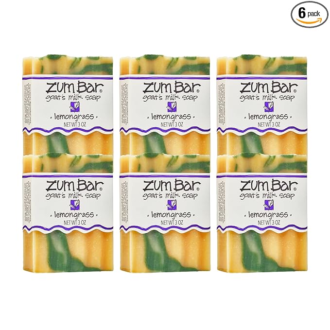Zum Indigo Wild Goat's Milk Soap Bar - Bar Soap for Hands & Body Made with Essential Oils - 3 oz - Lemongrass (6 Pack)