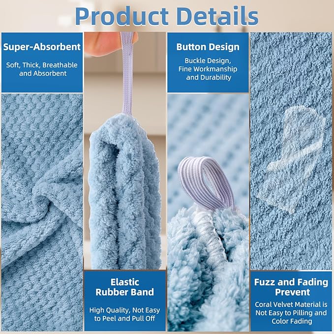 Amrules Hair Towel Wrap, 4 Packs 9.8 x 25.6 Inch Towel Turbans for Wet Hair, Dry Hair Towel, Headbands for Curly and Long Hair - Bathroom Must-Have for Ladies