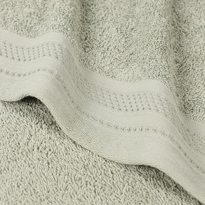Superior Honeycomb Cotton Medium Weight Towels, for Guest Bath, Master Bathroom, Shower, Quick Dry, Adults, Home Essentials, Textured Waffle Border, Assorted Towel Set, 6 Piece Towel Set, Sage