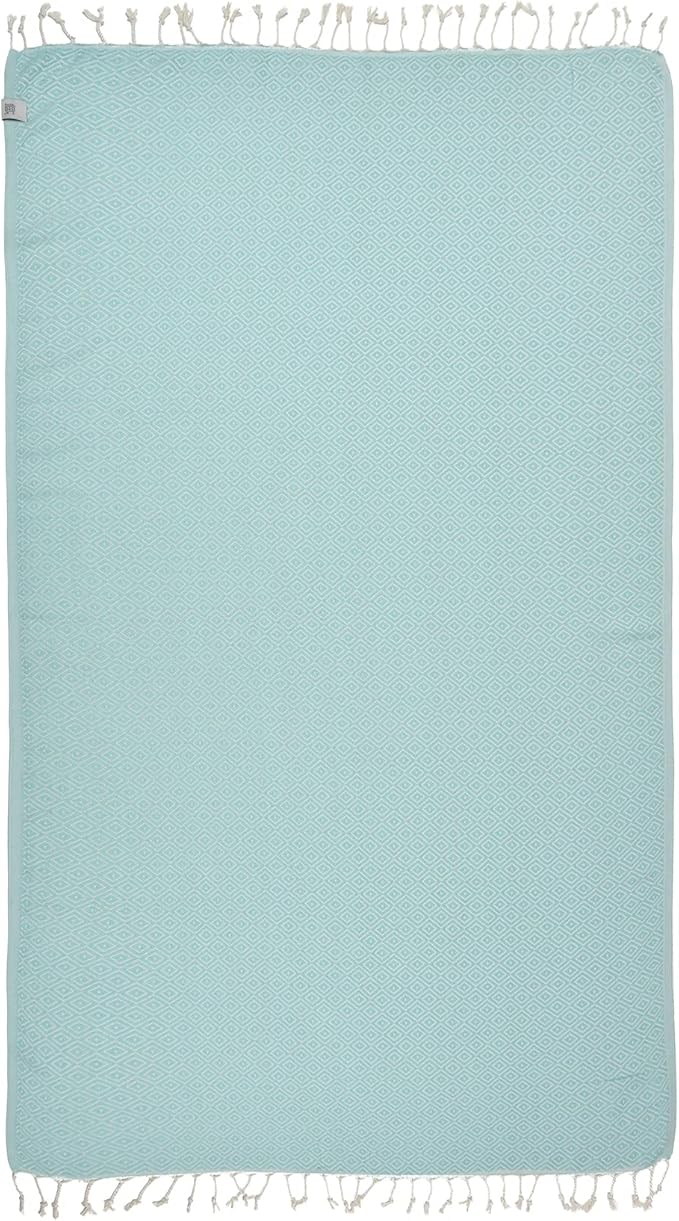 Personalized Beach Towel | Cotton Beach Towels, Easy to Carry, Sand Free, Highly Absorbent, Quick Dry, Turkish Towels for Travel Camping Bath Sauna Beach Gym Pool Yoga SPA by Lahammam, Malta, Aqua