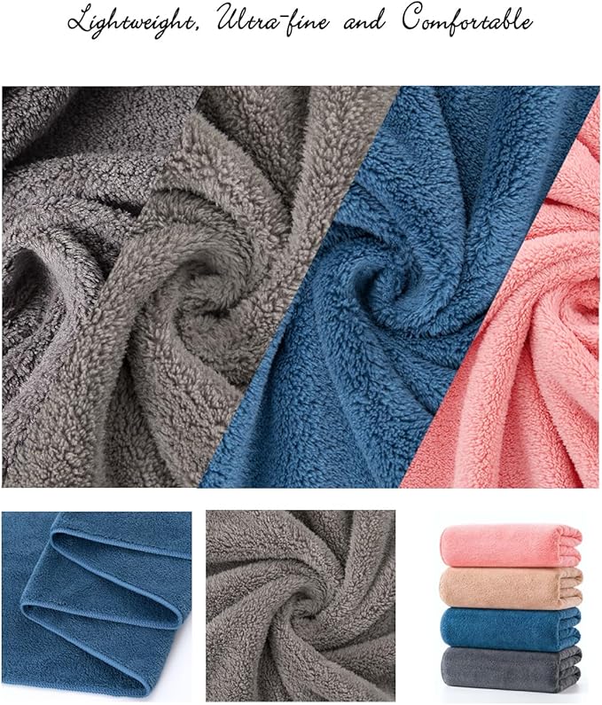 Lumimi 4 Pack Microfiber Bath Towel Set,Ultra Absorbent Quick Dry 29" L x 13" W, Lightweight & Durable for Gym/Spa/Travel/Home, Supple Skin-Friendly Fabric in Multicolor(Ideal Gift)