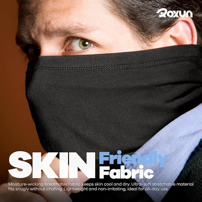 ROXUN 4 Pack Neck Gaiter, Cooling Breathable Face Mask UV Protection Scarf Hiking Bandana for Men/Women