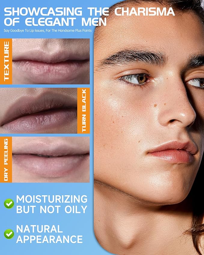 Lip Balm for Men-5pcs Vitamin E Hydrating Mens lipstick, Moisturizing and Soothing Lip Care Moisturizer, Colorless Non-Sticky Lip Balm,Father's Day Lip Care Gift Kit for Men Boy Him