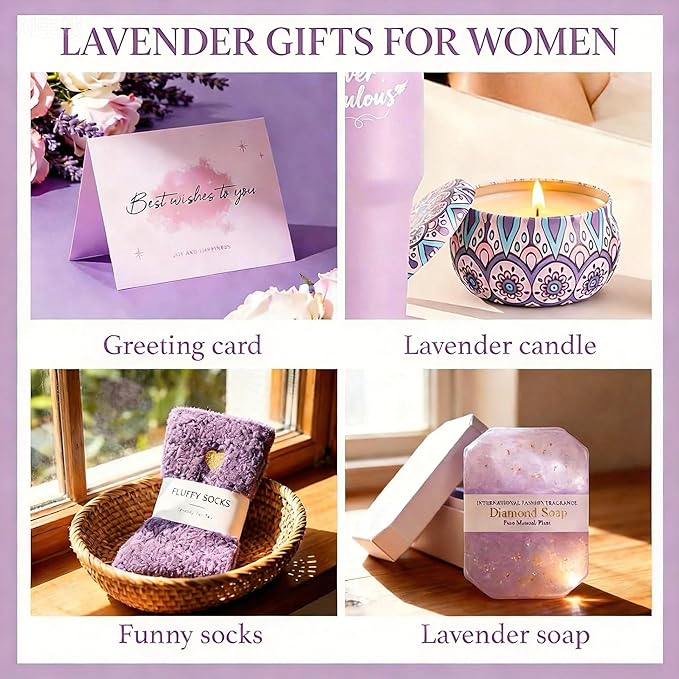 Birthday Gifts for Women – Lavender Spa Gift Basket, Self Care & Get Well Soon Set, 40oz Tumbler with Handle, Stanley Cup Gift Set for Mom, Friends, Relaxation & Pampering