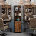 RESHABLE Industrial Salon Station with 3-Tier Storage Shelf, Cabinets and Storage for Hair Stylist, Beauty Spa Equipment, Rustic Brown