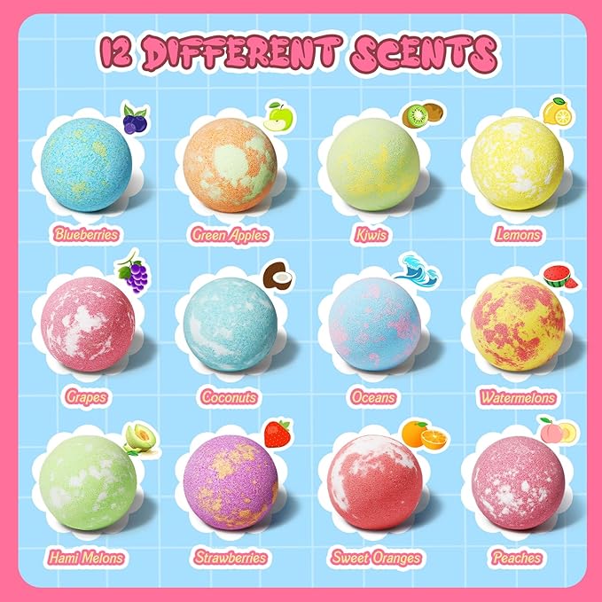 Unicorn Bath Bombs for Kids Girls with Bracelet Inside, 12pcs sanyi Easter Basket Stuffers Bubble Bath Toys Birthday Gifts for 4 5 6 7 8 Year Old Girl