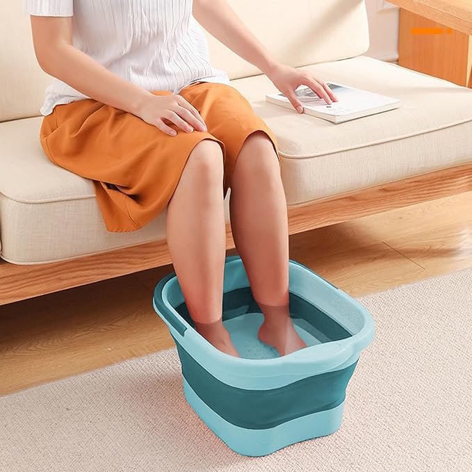 MontNorth Collapsible Foot Bath for Soaking Feet,4 Gallons/15L Foot Soak Tub,Foldable Plastic Foot Basin with Handles and Massage Acupoint,Foot SPA Bucket, Green