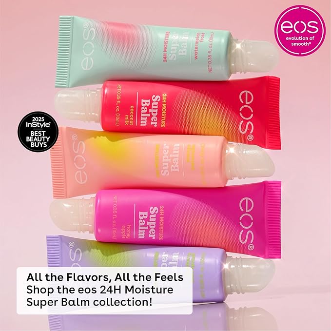 eos 24H Moisture Super Balm - Coconut Milk & Honey Apple, Day or Night Lip Treatment, Made for Sensitive Skin, Lip Balms & Moisturizers, 0.35 fl oz, 2-Pack