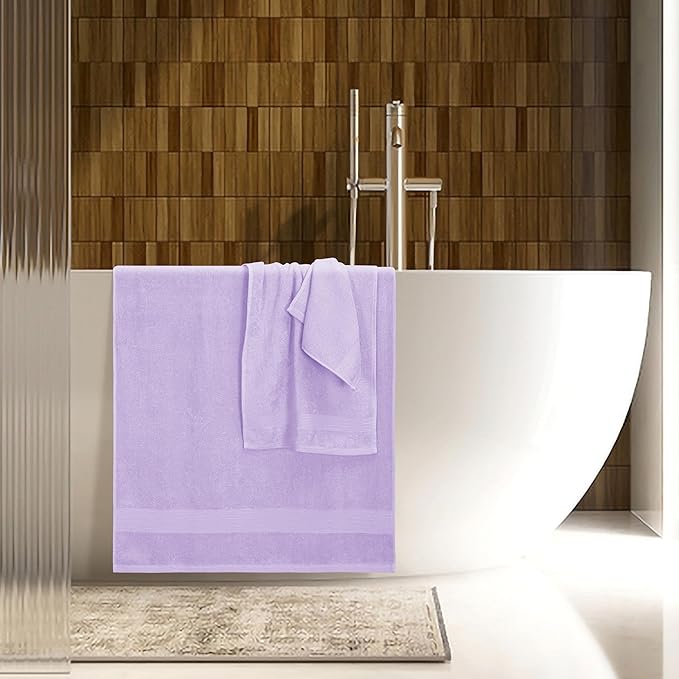 Belizzi Home 8 Piece Towel Set 100% Ring Spun Cotton, 2 Bath Towels 27x54, 2 Hand Towels 16x28 and 4 Washcloths 13x13 - Ultra Soft Highly Absorbent Machine Washable Hotel Spa Quality - Purple