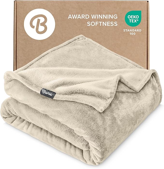 Bare Home Fleece Blanket - King Size - Ultra-Soft Lightweight for Bed, Sofa, and Couch - Luxury Microplush - Cozy Warm Blanket (King, Oyster)