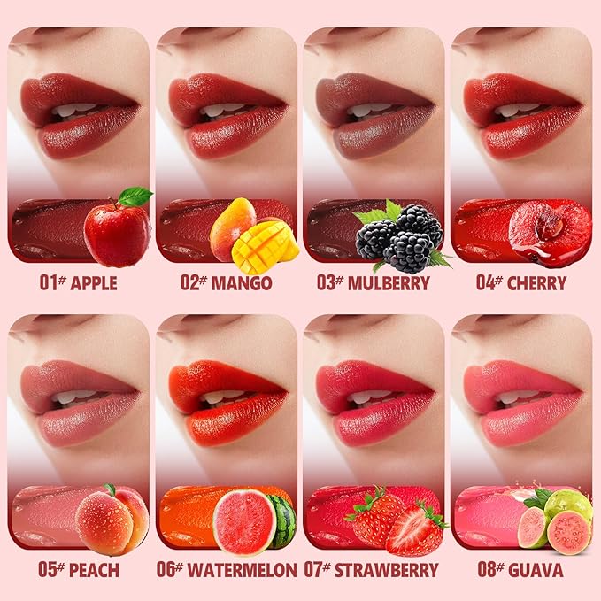 Dmsky 16 Pack Fruity Tinted Lip Balm Bulk,3-In-1 Moisture,Repair and Color Lip Tint Stain,8 Assorted Flavors Lip Balms & Moisturizers Bulk Gifts for Women,0.15 OZ Natural Lip Balm Tinted with Beeswax
